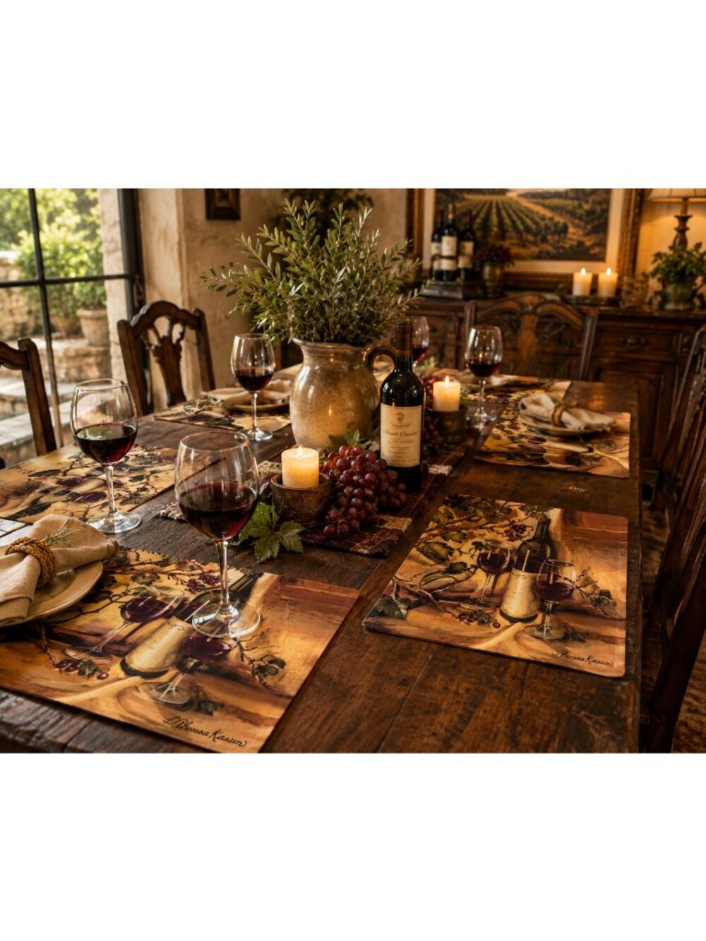 Phanesa Kasun Wine Vineyard Placemats Set of 10 Artists Gallery Tuscan Decor